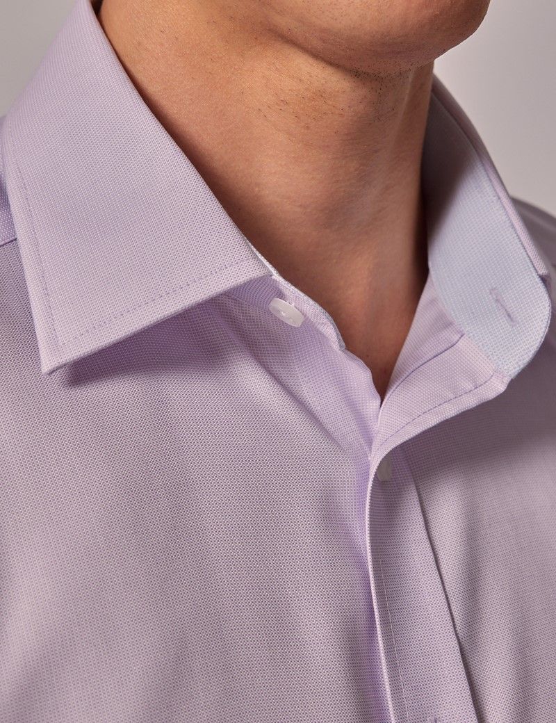 Tailored Fit Lilac Non-Iron Shirt - Short Sleeve - Chest Pocket-preview