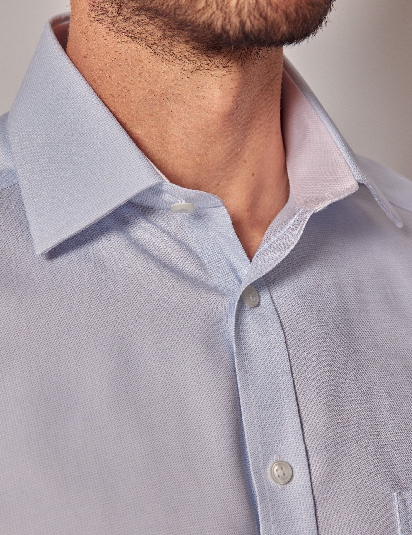 Tailored Fit Blue Non-Iron Shirt - Short Sleeve - Chest Pocket-preview