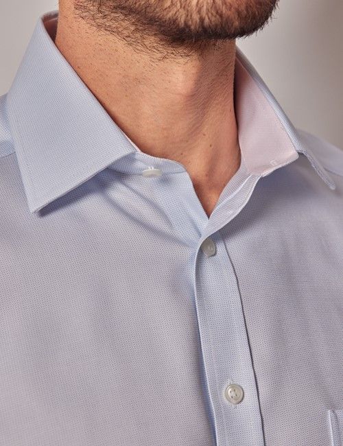 Non-Iron Blue Tailored Short Sleeve Shirt – Chest Pocket-preview