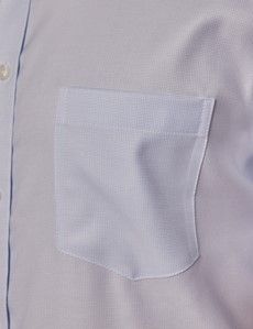 Tailored Fit Blue Non-Iron Shirt - Short Sleeve - Chest Pocket