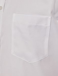 Tailored Fit White Twill Non-Iron Shirt - Short Sleeve - Chest Pocket