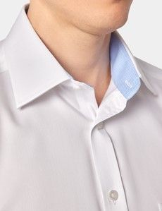 Tailored Fit White Twill Non-Iron Shirt - Short Sleeve - Chest Pocket