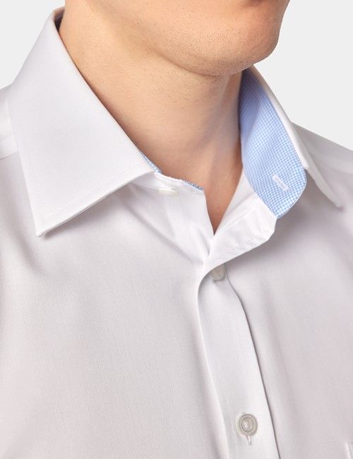 Non-Iron White Twill Tailored Fit Shirt - Short Sleeve & Chest Pocket-preview