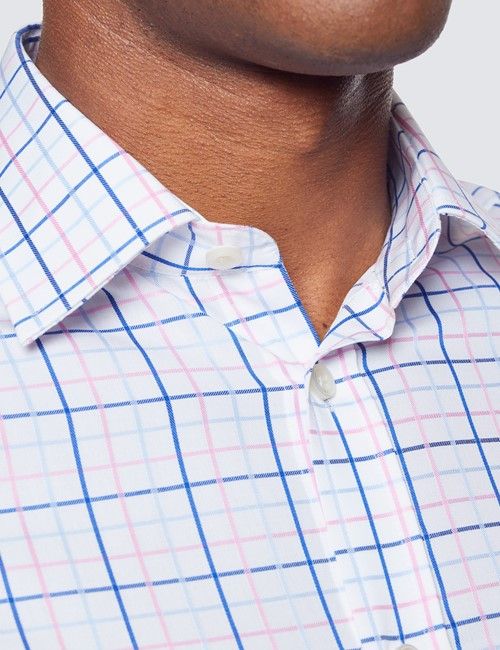 Pink & Blue Multi Check Slim Fit Short Sleeve Shirt-preview