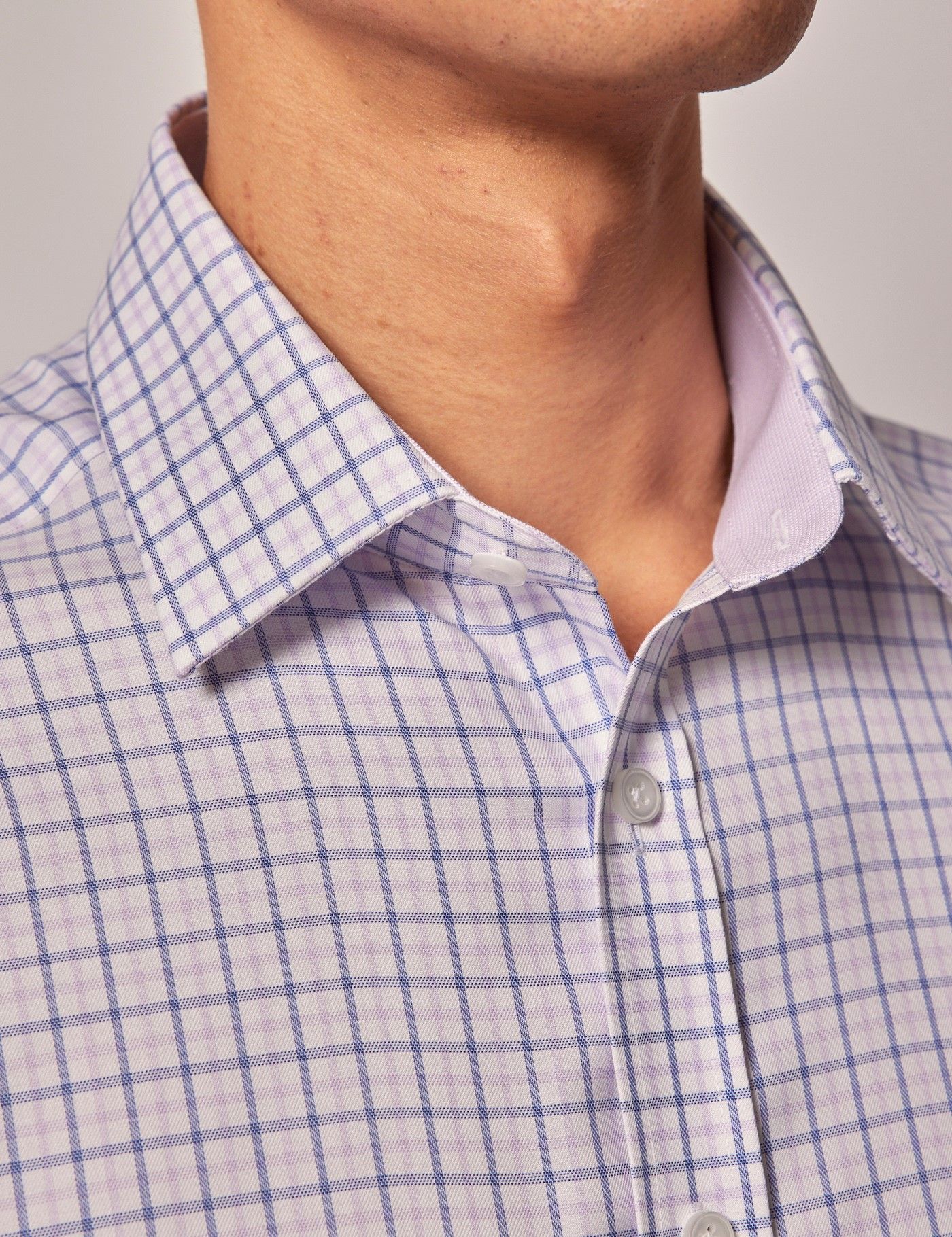 Slim Fit Blue & Red Check Non-Iron Shirt - Short Sleeve-preview