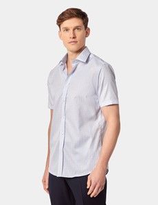Slim Fit Blue & Red Check Non-Iron Shirt - Short Sleeve