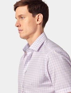 Slim Fit Blue & Pink Check Non-Iron Shirt - Short Sleeve