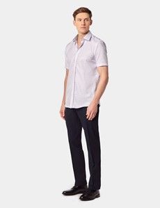 Slim Fit Blue & Pink Check Non-Iron Shirt - Short Sleeve