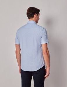Regular Fit Blue Washed Oxford Shirt - Short Sleeve