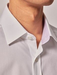 Slim Fit White Poplin Shirt - Short Sleeve