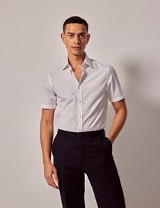 Slim Fit White Poplin Shirt - Short Sleeve