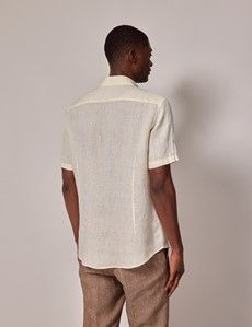 Yellow Linen Slim Shirt - Short Sleeve-preview3