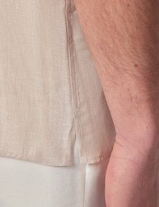 Natural Pure Linen Slim Shirt - Short Sleeve - Revere Collar-preview4