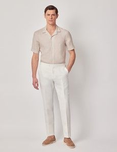 Natural Pure Linen Slim Shirt - Short Sleeve - Revere Collar-preview5
