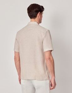 Natural Pure Linen Slim Shirt - Short Sleeve - Revere Collar-preview3