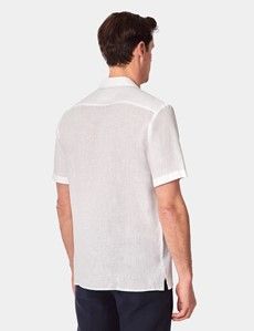 Slim Fit White Linen Shirt - Short Sleeve