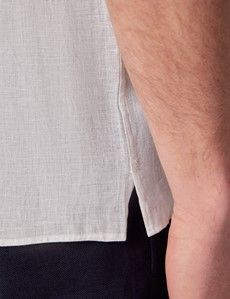 Slim Fit White Linen Shirt - Short Sleeve