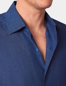 Slim Fit Marine Linen Shirt - Short Sleeve