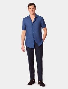 Slim Fit Marine Linen Shirt - Short Sleeve