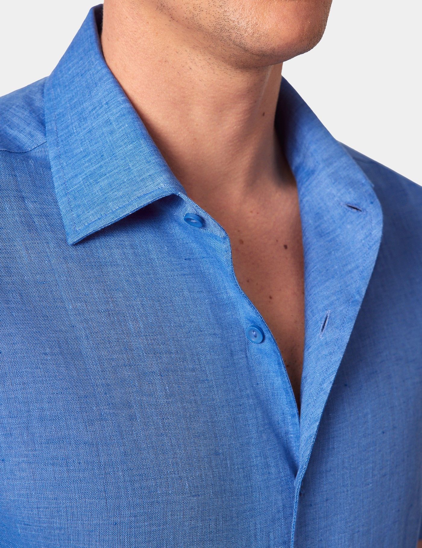Slim Fit Mid Blue Shirt - Short Sleeve-preview