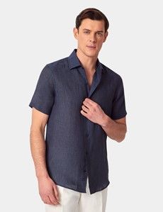 Slim Fit Navy Shirt - Short Sleeve