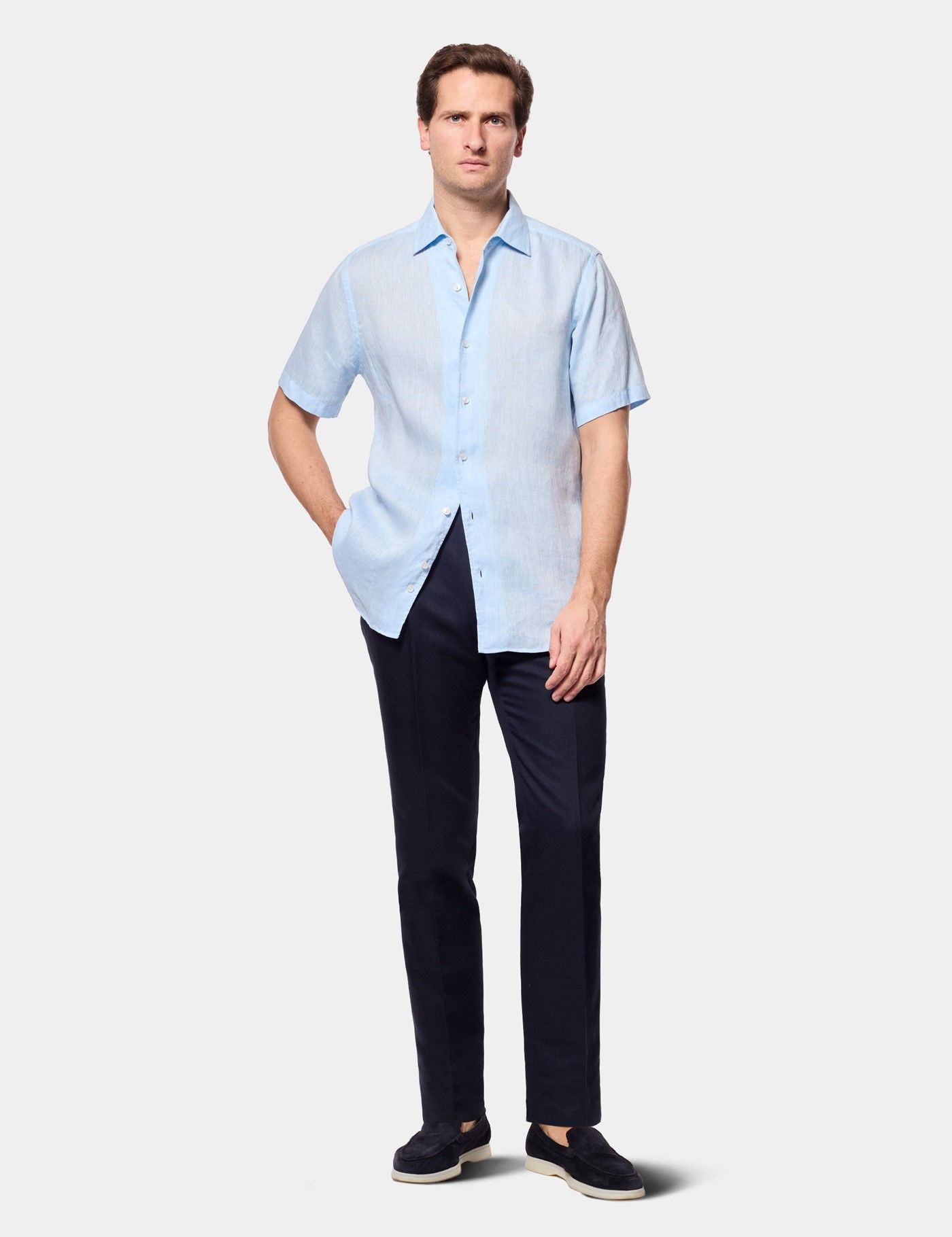 slim fit dress slacks Motive Short Sleeve Dress Shirt M / Black