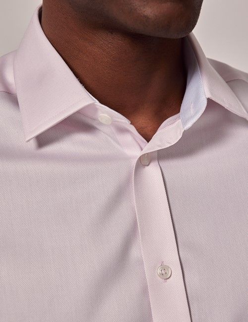 Non-Iron Pink Pique Slim Short Sleeve Shirt-preview