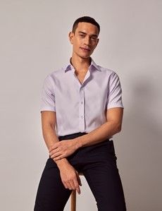 Slim Fit Lilac Non-Iron Shirt - Short Sleeve