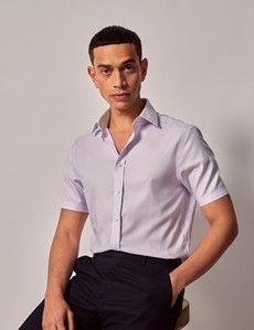 Slim Fit Lilac Non-Iron Shirt - Short Sleeve