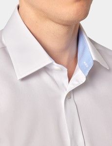 Slim Fit White Twill Shirt - Short Sleeve