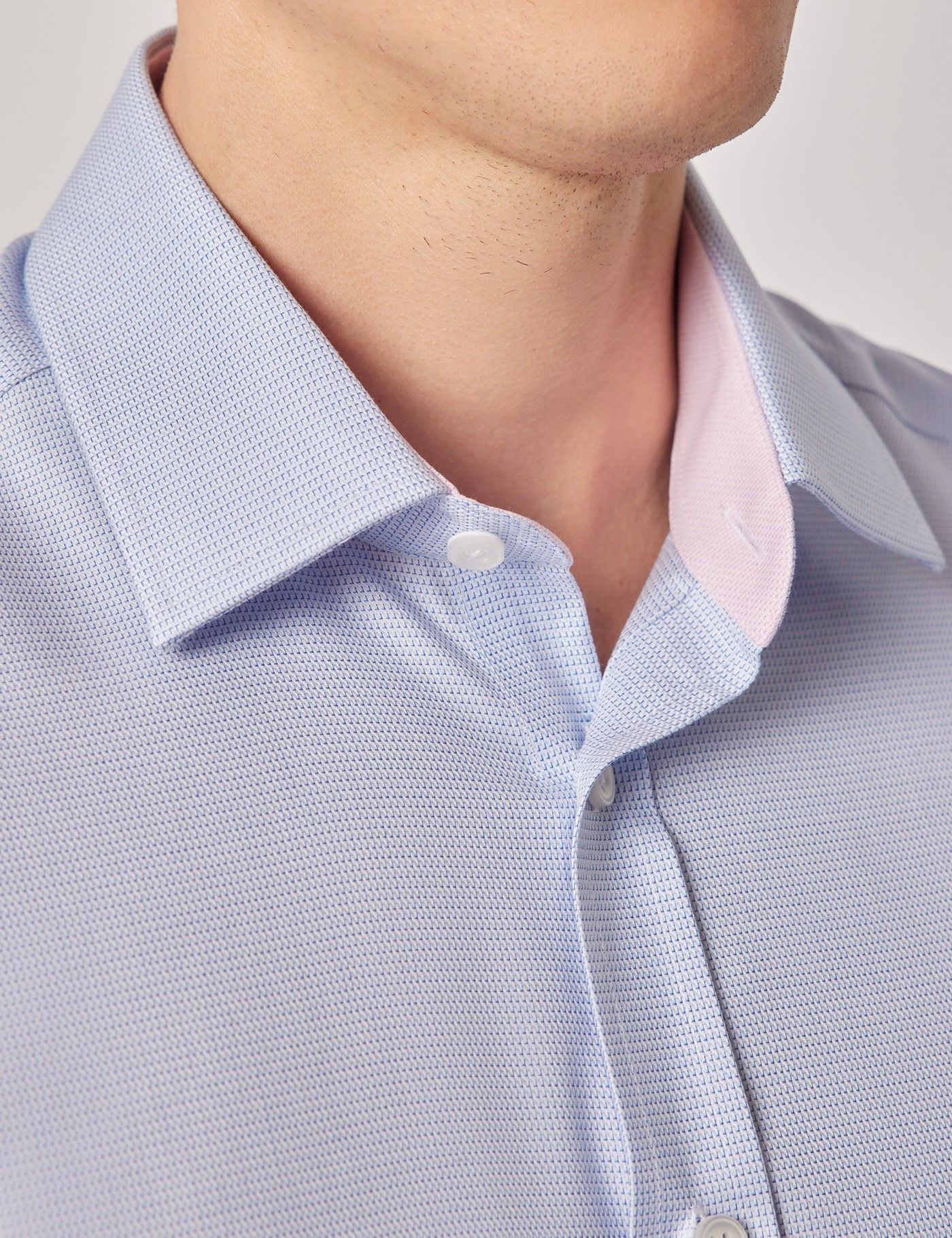 Slim Fit Blue Textured Weave Shirt - Short Sleeve-preview