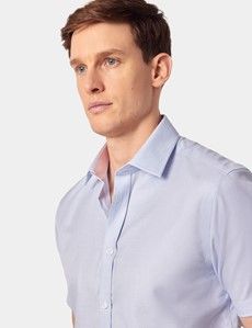Slim Fit Blue Textured Weave Shirt - Short Sleeve