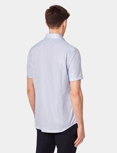 Slim Fit Blue Textured Weave Shirt - Short Sleeve