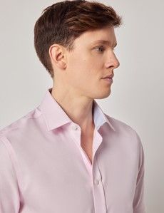 Pink Textured Weave Slim Fit Shirt - Short Sleeve-preview2