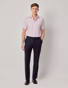 Pink Textured Weave Slim Fit Shirt - Short Sleeve-preview5