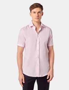 Slim Fit Pink Textured Weave Shirt - Short Sleeve-preview3