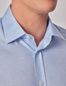 Blue Cotton Tencel™ Blend Slim Fit Shirt - Short Sleeve-preview1