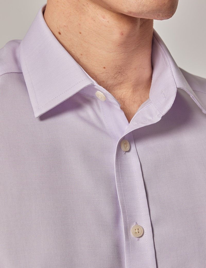 Non Iron Lilac & White Slim Fit Short Sleeve Shirt | Hawes & Curtis