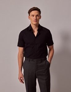 Slim Fit Black Shirt - Short Sleeve