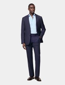Men's Blue Fitted Slim Stretch Shirt - Short Sleeve | Hawes & Curtis Men's Blue Fitted Slim Stretch Shirt - Short Sleeve | Hawes & Curtis
