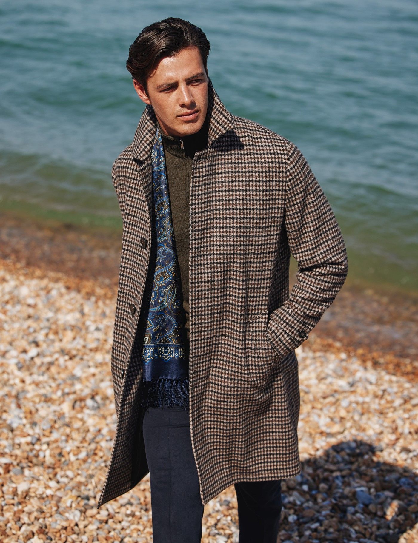 Mens check wool coat on sale