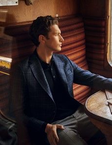 Dark Blue Tonal Check Tailored Blazer - 1913 Collection