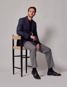 Dark Blue Tonal Check Tailored Blazer - 1913 Collection-preview8