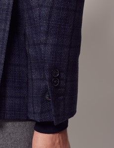 Dark Blue Tonal Check Tailored Blazer - 1913 Collection-preview6