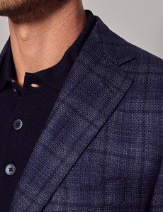 Dark Blue Tonal Check Tailored Blazer - 1913 Collection-preview2