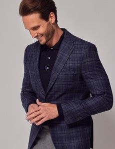 Dark Blue Tonal Check Tailored Blazer - 1913 Collection-preview10