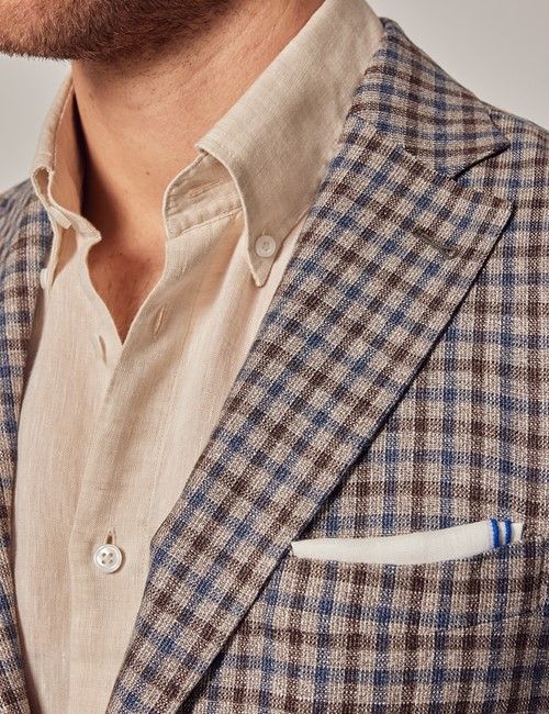 Brown & Blue Gingham Plaid Blazer - 1913 Collection-preview