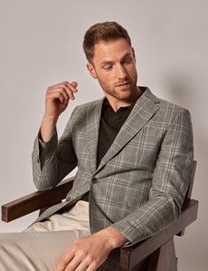 Dark Green Check Wool Blazer - 1913 Collection