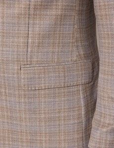 Beige & Blue Check Wool-Silk Blend Blazer - 1913 Collection-preview3