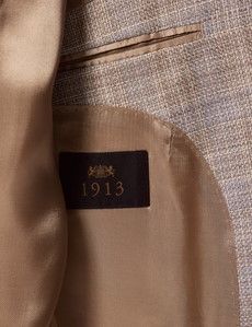Beige & Blue Check Wool-Silk Blend Blazer - 1913 Collection-preview4